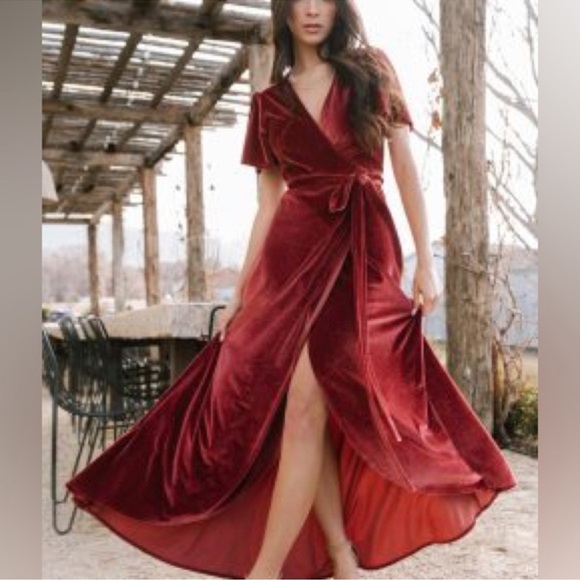 NWT Baltic Born Calvin Sparkle Velvet Wrap Maxi Dress in Dusty Clay size 3XL - Picture 1 of 12